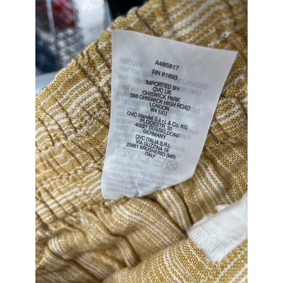 Isaac Mizrahi Live Tall Bridgehampton Striped Wide Leg Linen Pant 2X Dijon NEW - Picture 4 of 7